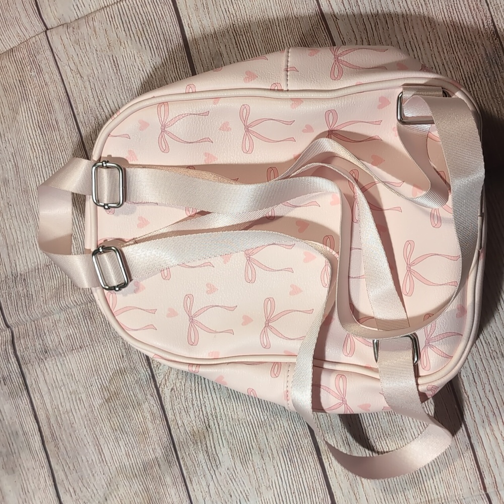 Madden Girl Pink With Bow Detail Mini Backpack & Matching Wristlet - Picture 3 of 16